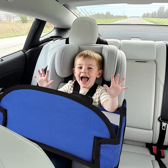 Kids Travel Tray for Car Seat, Toddler Road Trip Essentials With Drawing Kit, Travel Activities Must Haves (Navy Blue-2PCS)