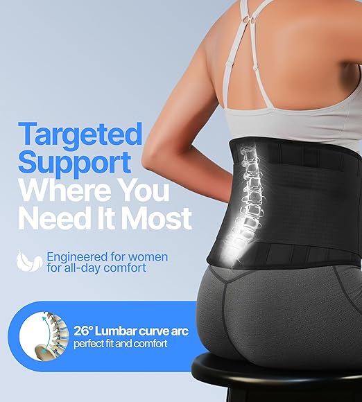 Ultra Thin Adjustable Back Brace for Men & Women - Flexible Supportive Lower Back Pain Relief with Breathable Dual-Tension Straps & Industrial Grip for Sciatica, Scoliosis, Herniated Disc, S