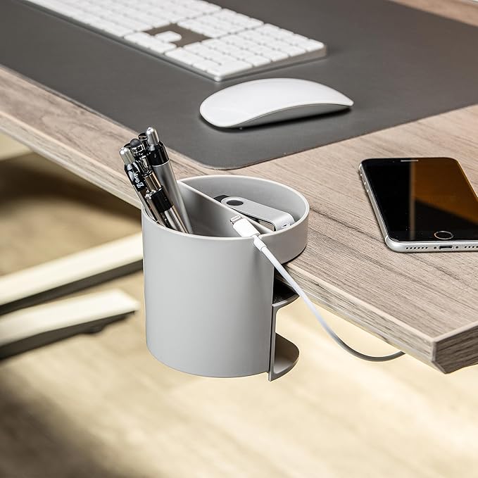 deflecto Standing Desk Small Desk Organizer, Two Sections, 3.85 x 3.85 x 3.54, Gray