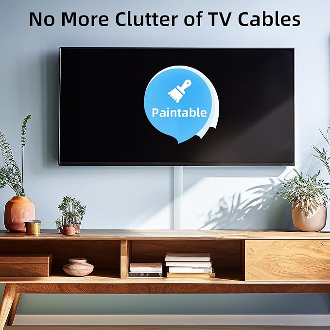 Delamu 63in Cable Hider, Cord Covers for 3-4 Wires on Wall, Paintable Cord Hider, Easy to Use Wire Covers for Cords, Wire Hiders for TV on Wall, Cable Cover Cable Management, W 1.18in H 0.60in