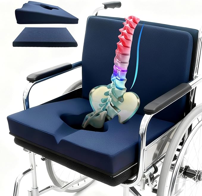 Gel Wheelchair Seat Cushion,Bed Sore Cushions for Butt,hemorrhoid Pillow,Sciatica,Coccyx,Pressure Sore & Ulcer Pain Relief Butt Pillow for Office Chair (Set Blue)