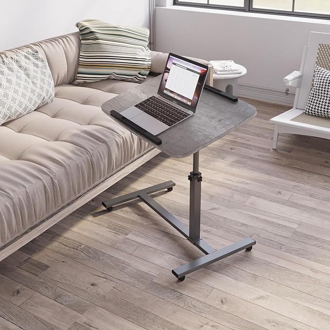 Laptop Table Mobile Adjustable Height Portable Desk Notebook Swivel PC Computer Rolling Desk with Wheels, Laptop Stand for Couch Bedside Hospital Bed Table