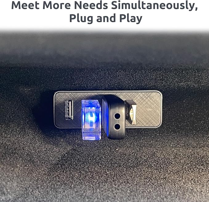 Glove Box USB Hub for Model Y Juniper2025-2026, Model 3 Highland2024-2026, Cybertruck, 4-in-1 USB 3.0 High-Speed Data Transfer & Charging for Dashcam, Sentry Mode, SSD, Game Controllers, Music