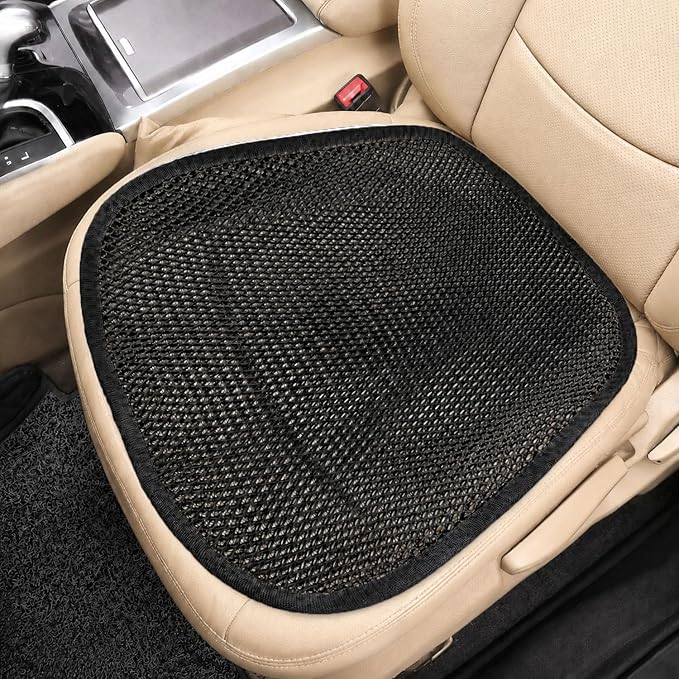 Summer Cool 3D Air Mesh Breathable Vented Car Seat Cushion Pad,Universal Auto Back Cooling Ventilated Seat Cover for Car SUV Truck Van Pickup for Driving Seat(Black, 1 Pack seat pad)
