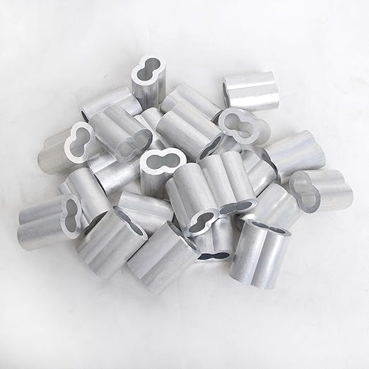 Wire Rope Sleeve, for Wire Rope Dia. 3/8", Aluminum Alloy, PK 25