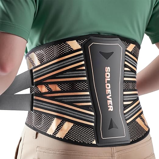 Ultra Breathable Back Brace for Lower Back Pain Relief,[Medical Grade & Copper Infused] Lumbar Support Belt with Bionic Support System, Adjustable Back Support Brace for Sciatica,Herniated Disc,Men&Women(Large)