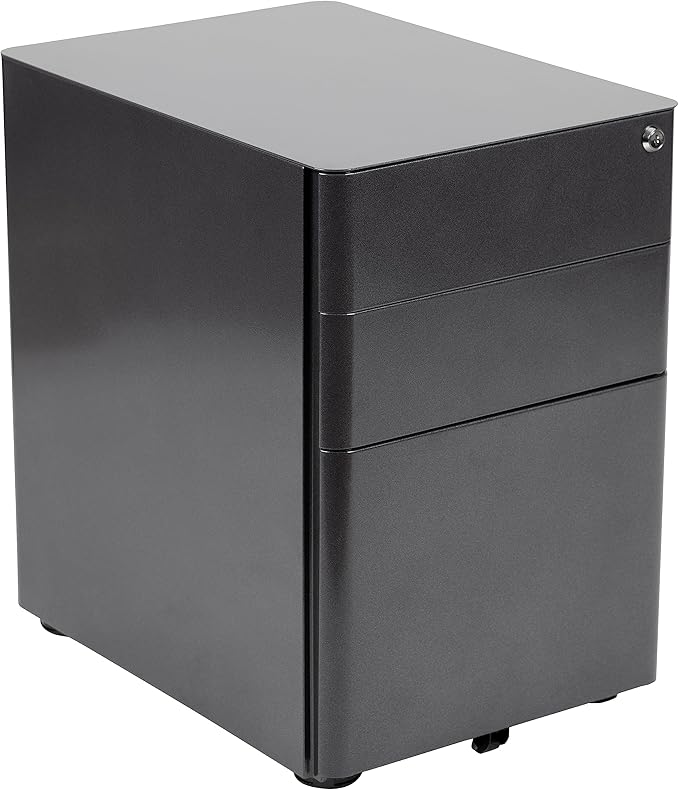 Flash Furniture Work From Home Kit - Glass Desk with Keyboard Tray, Ergonomic Mesh Office Chair and Filing Cabinet with Lock & Side Handles