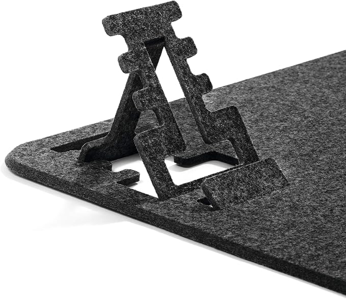 Durable Effect Soft Felt Office Desk Mat - 27.5" x 13" Inches - Gray Desk Pad Mat with Phone Holder Made of Recycled PET Flet - Foldable and Portable