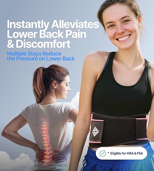 Lower Back Brace for Women - Effective Back Pain Relief & Elastic Support with Dual-Tension Straps, Ultra Thin Breathable Lumbar Support Belt for Sciatica, Herniated Disc, Scoliosis, S