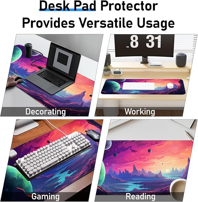 Gaming Mouse Pad, Non-Slip Rubber Base, Stitched Edges, 31.5x11.8 Inch Large Mouse Pad for Desk, Computer, Laptop, Office, (Planet Universe)