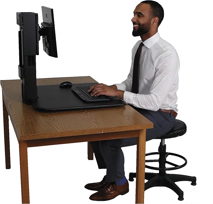 Victor High Rise Standing Desk Workstation, 28" X 23" X 10.5" to 15.5", Black