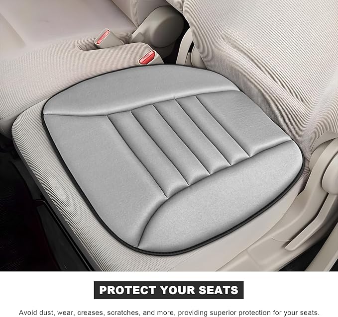 Car Seat Cushion, 1.2" Thick Comfortable Memory Foam Driver Seat Pad with Nonslip Bottom, Breathable Chair Bottom Mat Pressure Relief Pad for Truck SUV Sedan, Car Accessories (Gray)