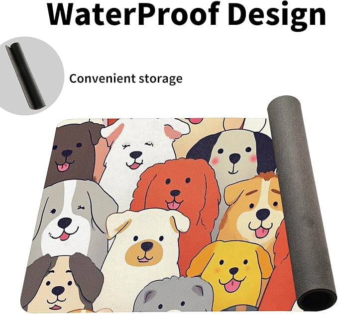 Positively Adorable Dog Desk Mat - （27.56 * 13.78in） Desk Pad, Large Non-Slip PU Leather Pad for Aesthetic Home Office & Gaming,A Gift for Dog Lovers