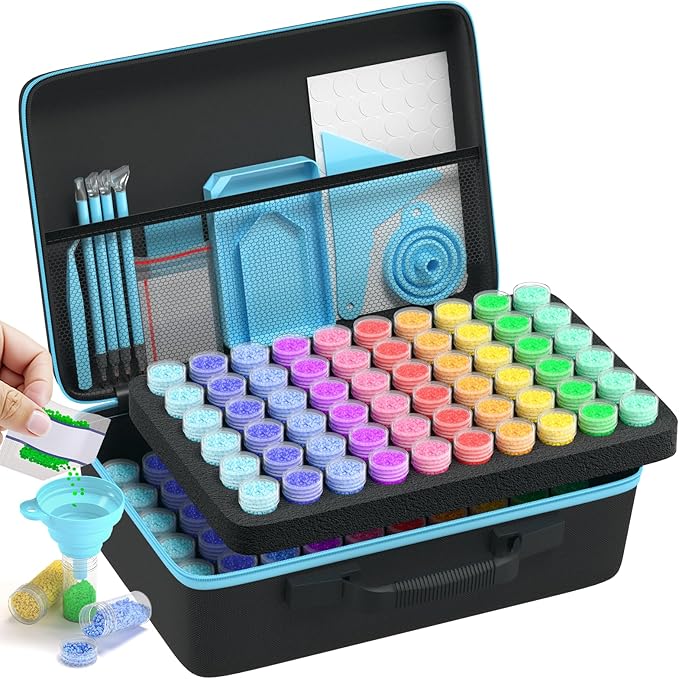 Diamond Painting Storage Containers Kits, Thickened Waterproof Portable Bead Storage Boxes for Diamond Painting Accessories and Tools, 120 Round Bottles