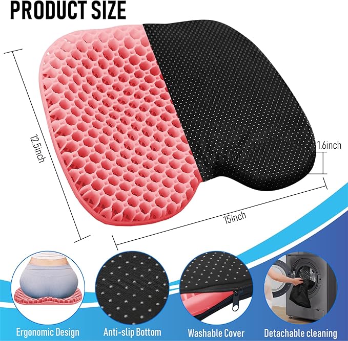 Kayak Seat Cushion, Thicken Anti Slip Waterproof Gel Kayak Seat, Portable Canoe Rowing Rubber Dinghy Pad for Stadium Sit in Kayak Inflatable Fishing Kayak Canoe Kayak Accessories