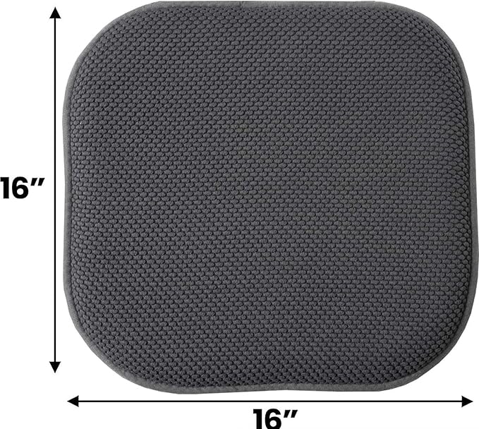 GoodGram 12 Pack Non Slip Ultra Soft Chenille Honeycomb Premium Comfort Memory Foam Chair Pads/Cushions - Assorted Colors (Charcoal Gray, 12 Pack)