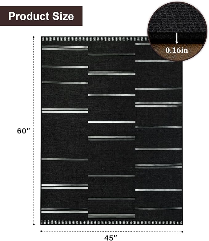 chakme Office Chair Mat for Hardwood Floor, 60"x45" Easy Glide Computer Desk Mat Protector for Rolling Chair Under Desk Rug Nonslip Backing, Machine Wash, (Stripes)
