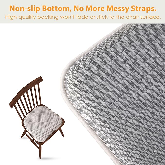 SWEMSTAR Chair Cushions - 15"*17" Kitchen Dining Chair Pads Foam Seat Cushion for Chairs Barstool Cushions Non Slip Seat Pad Set of 2 - Beige
