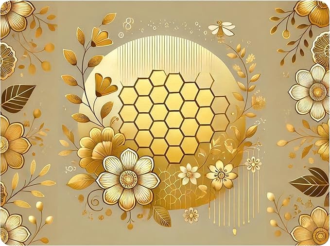 Set of 4 Cork Backed Placemats, Kitchen and Dining Table Decoration Design Hard Placemat 12" x 16" (Honeycomb)