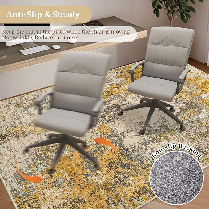 Office Chair Mat for Hardwood Floor, 60"x45" Easy Glide Computer Chair Mat Protector for Rolling Chair Under Desk Rug Nonslip Backing, Machine Wash