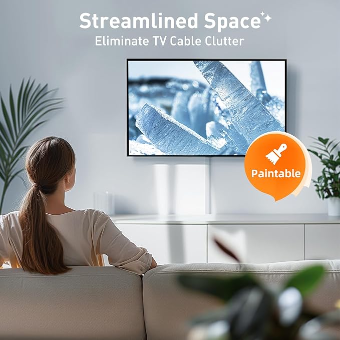 Delamu TV Cord Hider, Cord Covers for 2-3 Wires on Wall, Paintable Cable Hider Wire Covers for Cords, Easier Setup Wire Hiders for TV on Wall, Cable Cover Management to Hide Wires, W0.94H0.47in, White