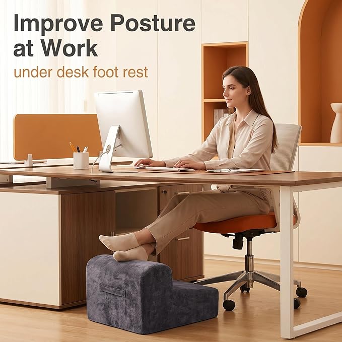 Foot Rest for Under Desk At Work.Ergonomic Foot Rest for Under Desk At Work,Rest for Under Desk Office & Home,Footstool Leg Elevation