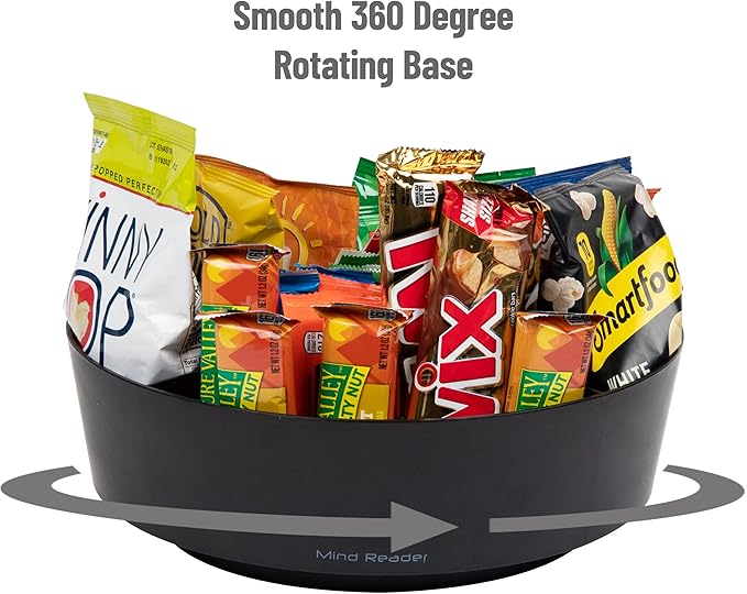 Mind Reader Snack Carousel, Countertop Organizer, Snack Tray, Condiment Holder, Breakroom, Kitchen, Black