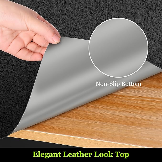 Warmstar Leather Table Cover 18 x48 Inch, 1.8MM Thick PVC Table Protector Waterproof, Desk Cover Protector Non-Slip Table Pad for Kitchen, Dresser, Gaming Desk,Dining Room Table