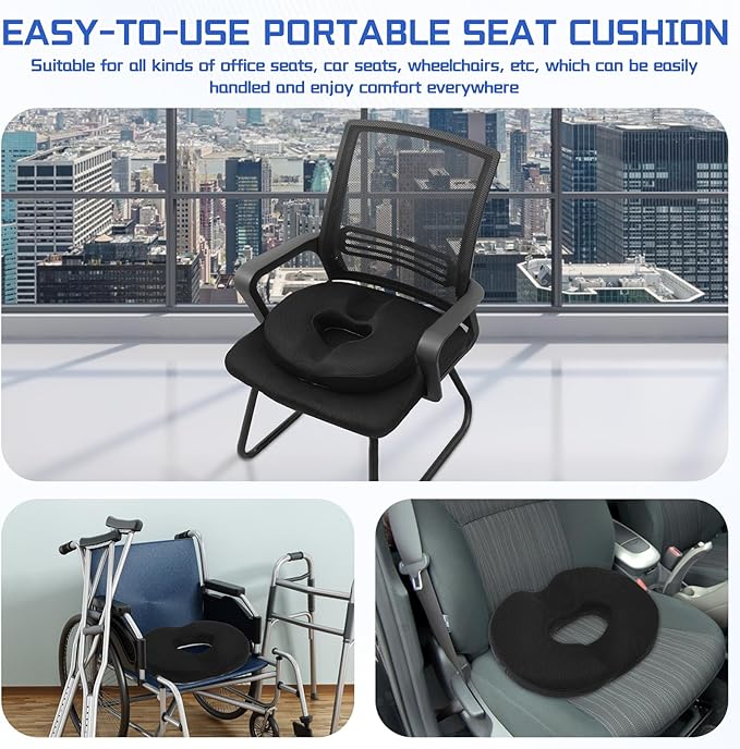 Donut Pillow Butt Seat Cushion with Ergonomic Design,Memory Foam Seat Cushion with Anti Slip Bottom,for Office Chair for Office Worker Car Driver