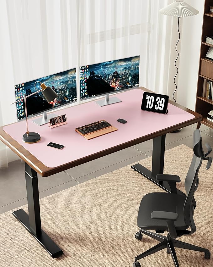 YSAGi 35.4" x 17" Large PU Leather Desk Mat for Keyboard and Mouse - Waterproof Non-Slip Desk Pad Protector for Office, Home, Writing Desk, Pink