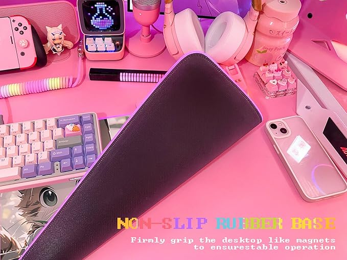 JMIYAV Pink RGB Gaming Mouse Pad 31.5x12 Inch PC XL Large Extended Glowing Led Light Up Desk Pad Non-Slip Rubber Base Computer Cute Mousepad Mat Desk Accessories Gaming Setup 27-888