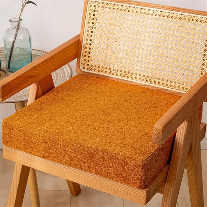 Reyox Square Non Slip Seat Cushion Thicken Chair Cushion for Recliners, Armchairs 3" Thick Orange 18" x 18"