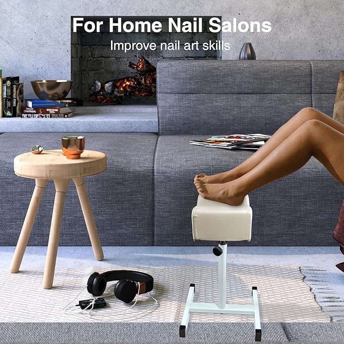 Pedicure Foot Rest,Height Adjustable Pedicure Chair,Non-Slip Pedicure Stool for Massage Office or Home (Light Grey)