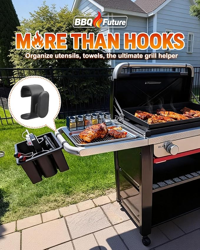 8-Pack Tool Hooks for Weber Grills, Grill Tool Holder for Weber Slate Griddle, Grill Accessories for 3400519 Weber Works Side Rail, Barbecue Utensils Outdoor Hanging
