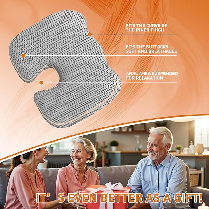 Gooo&Ma Office Chair Cushion - Air Fiber Seat Cushion for Tailbone Pain Relief, Breathable Cooling U-Shape Desk Chair Pad for Car & Gaming, Ergonomic Memory Foam Alternative Washable(Grey)