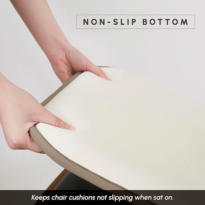 Elegant Comfort 2 Pack Chair Cushion Covers - Skid-Proof Rubber Backing - 16 x 16 Inch - Thick Dining Square Shape Seat Covers - Comfortable Textured Chair Pads with Ties - Mosaic Pattern, Taupe