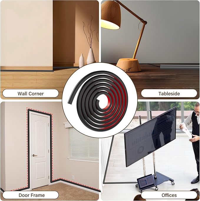Cord Hider for Wall Mounted TV, 157" One Cable Cover with Side Open, Flexible Silicone Wire Raceway Management,Self-Adhesive Cord Organizer,Wire Concealer Channel, Black