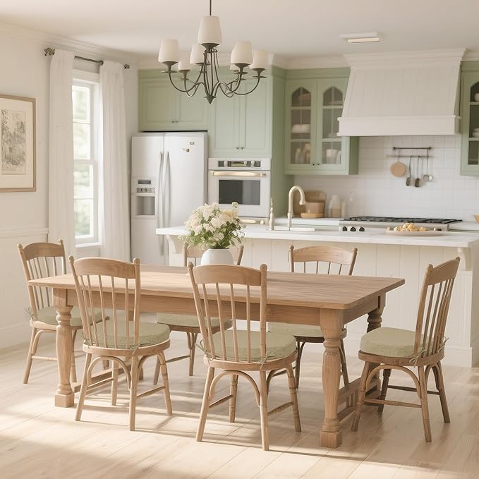 Windsor Chair Cushions for Dining Chairs 4 Pack Non Slip Kitchen Seat Cushion with Ties and Washable Covers Indoor Comfortable Seat Pad with Thick Foam 16.5" x 15.5" x 2" Beige