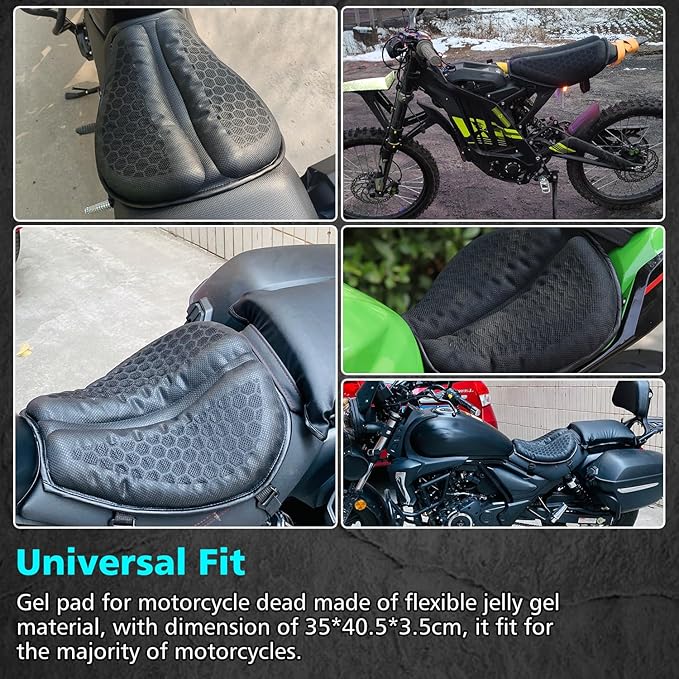 SUNPIE Motorcycle Seat Cushion Gel Pad Foldable Soft Seats with Pressure Relief Pads for Motorcycles Breathable and Shock Absorption Lightweight Large Seat Pad for Long Rides(Large)