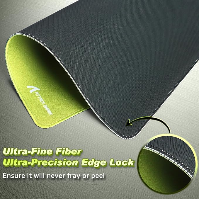 ATTACK SHARK CM02 Gaming Mouse Pad for Esports Speed Large Mouse mats for Desk Waterproof Surface Stitched Edges and Anti-Slip Rubber Base Size L Laminate 17.72” x 15.75” x 0.16” Green