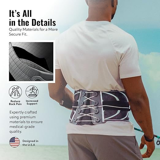 BakTec Universal LSO Lower Back Brace for Women & Men - Adjustable Lumbar Support Belt - Breathable Design Back Brace Support for Stability & Posture - Sizes L-3XL