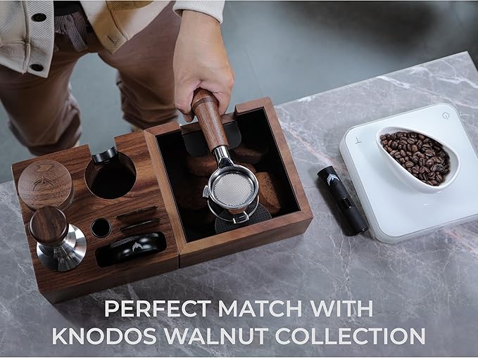 Walnut Espresso Tamping Station 54mm for Breville – Coffee Accessories Organizer Tamper, Distributor Portafilter Holder Stand, Espresso Tools Storage