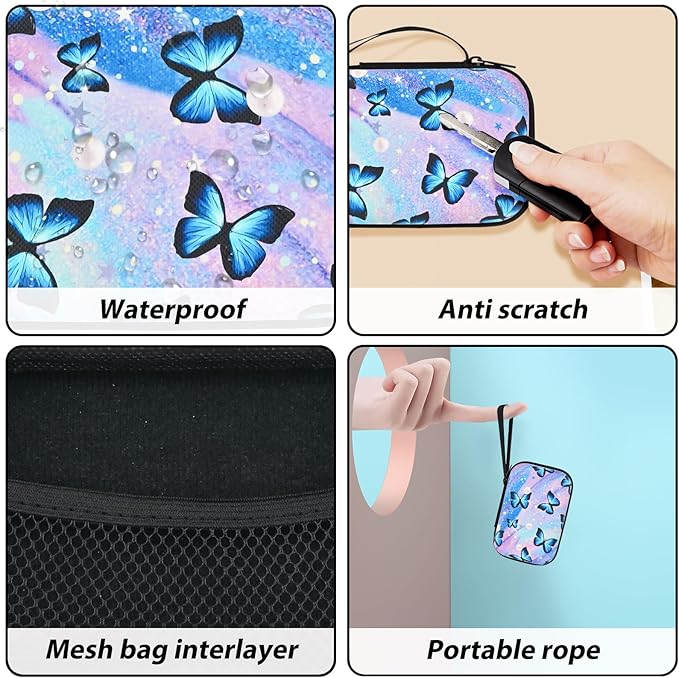 Phone Charger Case Storage Set with Cute Butterfly Cable Protector with Carrying Cable Case Bag,Cord Organizer, USB Earphone Wire Saver Organizer Charger Protector for iPhone (Colourful Butterfly)