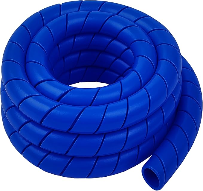 Electriduct 1.5 Inch Heavy Duty Spiral Wrap HDPE Flexible Plastic Cable Sleeve Hose Protector 25 Feet - Blue