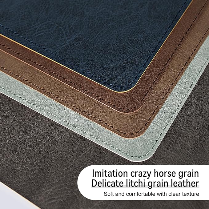 Imitation Crazy Horse Leather Desk Mat - Waterproof Desk Pad - Ideal for Large Mouse Pad and Desk Mats on Top of Desks (Light Green+White, 33"*13")
