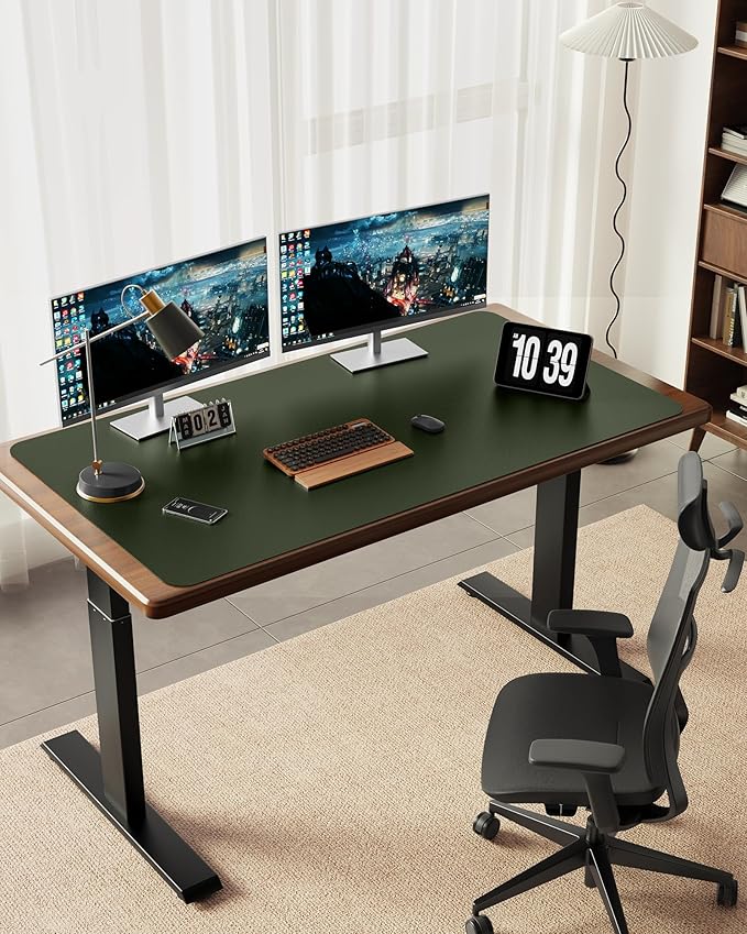 YSAGi 35.4" x 17" Large PU Leather Desk Mat for Keyboard and Mouse - Waterproof Non-Slip Desk Pad Protector for Office, Home, Writing Desk, Olive Green