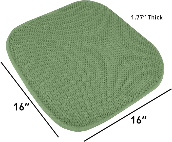 2 Pack Memory Foam Honeycomb Nonslip Back 16" x 16" Chair/Seat Cushion Pad