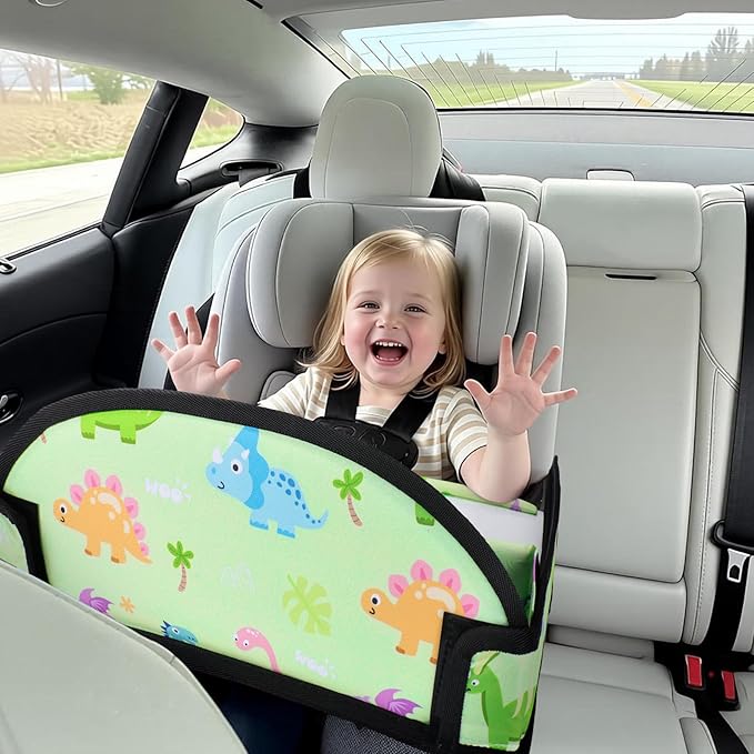 Kids Travel Tray, Car Seat Tray for kids Travel, Toddler Road Trip Essentials With Drawing Kit, Toddler Lap Desk Organizer for Car, Carseat Table for Airplane