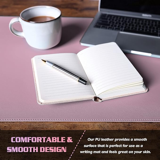 K KNODEL Desk Mat, Blotter, Dual-Sided Office Desk Pad, Waterproof Desk Mat for Desktop, Desk Blotters, PVC Leather Pad Protector (Purple, 23.6" x 13.8")