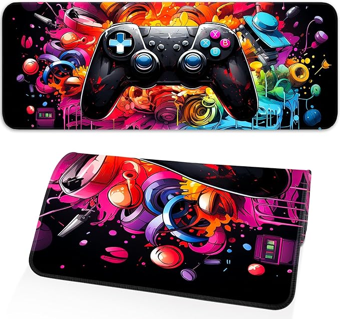 Gaming Mouse Pad, Large Mouse Pad, Waterproof Non-Slip Rubber Base, Stitched Edges, Suitable for Gaming, Office, Home, 31.5x11.8 Inch, Desk Decoration